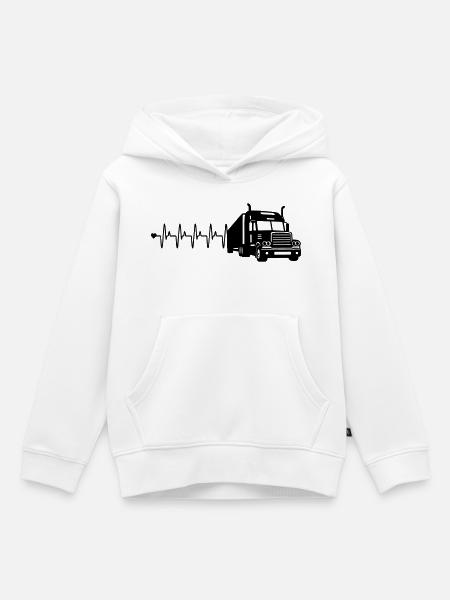 Lkw herzfrequenz - Kinder Premium Organic Hoodie - Weiß