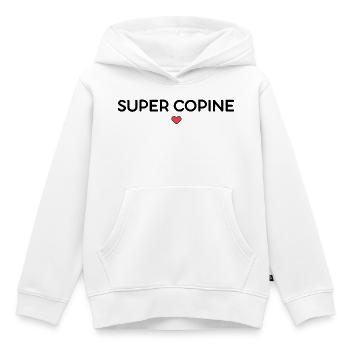 super copine - Sweat Premium à capuche enfant bio - blanc - Devant - AI Model Kid Female (0cm)