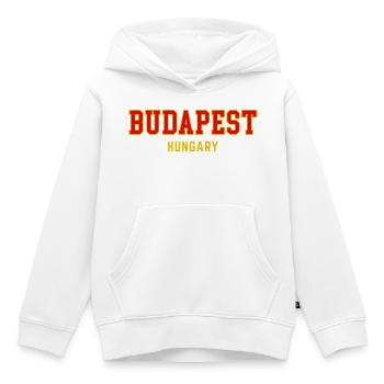 Budapest City Pride Varsity - Kids Premium Organic Hoodie - white - Front - AI Model Kid Female (0cm)