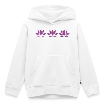 Fleur de lotus Fleur de lotus Fleur de lotus Fleur de violette Fleur de yoga - Sweat Premium à capuche enfant bio - blanc - Devant - AI Model Kid Female (0cm)