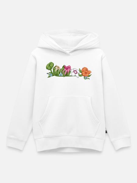 Blumen Gartenzauber - Kinder Premium Organic Hoodie - Weiß