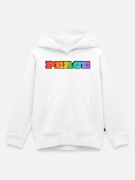 Regenbogenfrieden - Kinder Premium Organic Hoodie - Weiß
