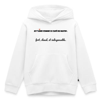 MESSAGE. CITATIONS. HUMOUR. CITATIONS DRÔLES - Sweat Premium à capuche enfant bio - blanc - Devant - AI Model Kid Female (0cm)