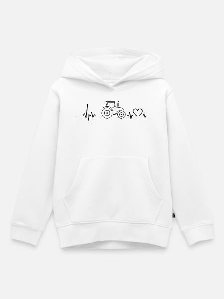 Traktor Puls EKG Herzfrequenz - Kinder Premium Organic Hoodie - Weiß