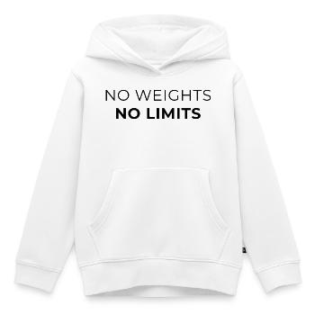 Pas de poids - Pas de limites - Calisthénie - Sweat Premium à capuche enfant bio - blanc - Devant - AI Model Kid Female (0cm)