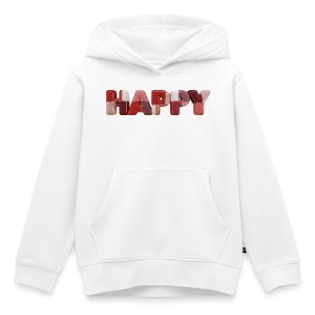 Happy Patchwork Design Stoffflicken Look - Kinder Premium Organic Hoodie - Weiß - Vorne - AI Model Kid Female (0cm)