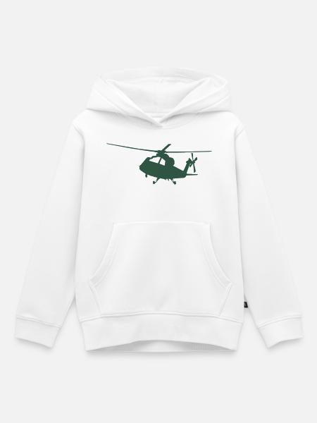 Grüne Hubschrauber Silhouette - Kinder Premium Organic Hoodie - Weiß