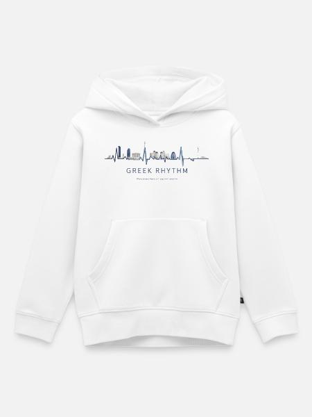 Griechischer Skyline-Herzschlag - Kinder Premium Organic Hoodie - Weiß