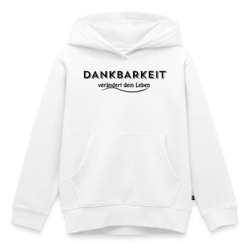 DANKBARKEIT – Reichtum des Herzens - Kinder Premium Organic Hoodie - Weiß - Vorne - AI Model Kid Female (0cm)