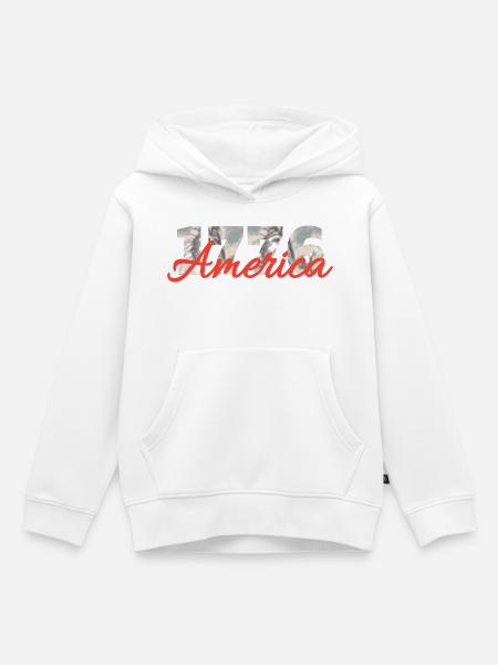1776 America Script Overlay - Kinder Premium Organic Hoodie - Weiß