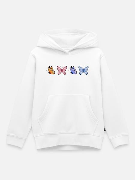Bunte Schmetterlinge Quartet - Kinder Premium Organic Hoodie - Weiß