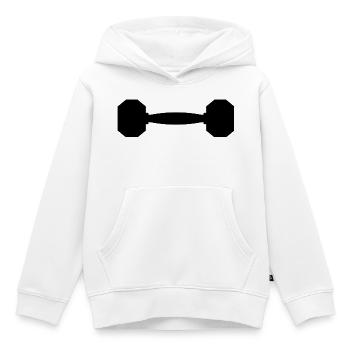 Haltère - Sweat Premium à capuche enfant bio - blanc - Devant - AI Model Kid Female (0cm)