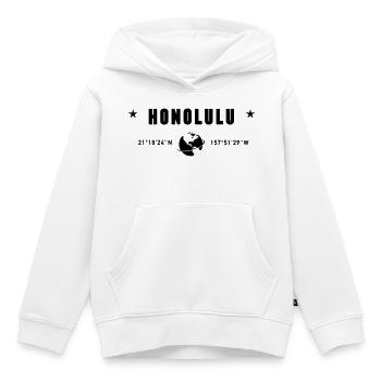 Honolulu, Hawaï, coordonne la planète Terre - Sweat Premium à capuche enfant bio - blanc - Devant - AI Model Kid Female (0cm)