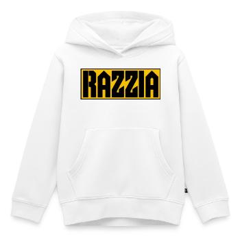 RAZZIA Typographe Contrast Jaune Noir - Sweat Premium à capuche enfant bio - blanc - Devant - AI Model Kid Female (0cm)