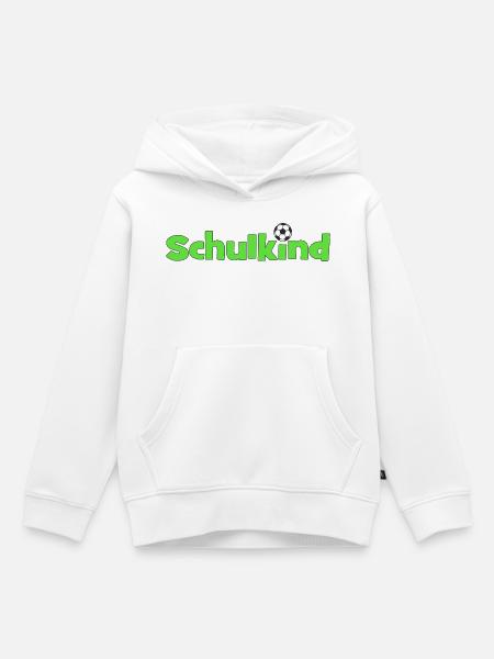 Schulkind mit Fußballball - Kinder Premium Organic Hoodie - Weiß