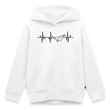 Ligne du cœur de l’avion en papier - Sweat Premium à capuche enfant bio - blanc - Devant - AI Model Kid Female (0cm)