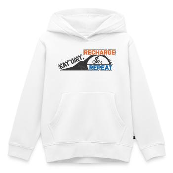 Recharge de Nourriture Saleté, Répéter EMTB - Sweat Premium à capuche enfant bio - blanc - Devant - AI Model Kid Female (0cm)
