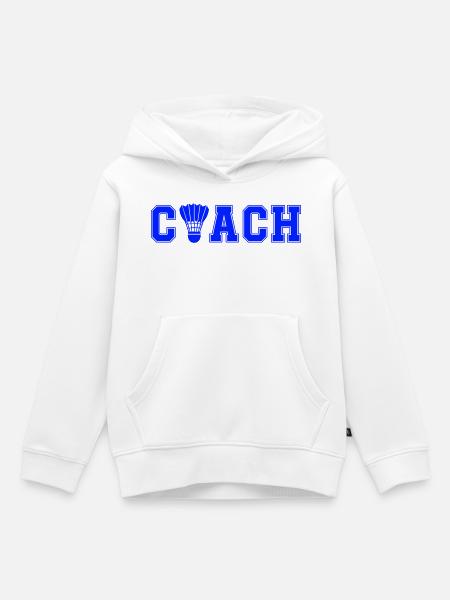 Coach Badminton Emblem - Kinder Premium Organic Hoodie - Weiß