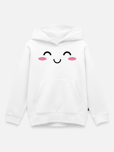 Glückliches Kawaiigesicht - Kinder Premium Organic Hoodie - Weiß