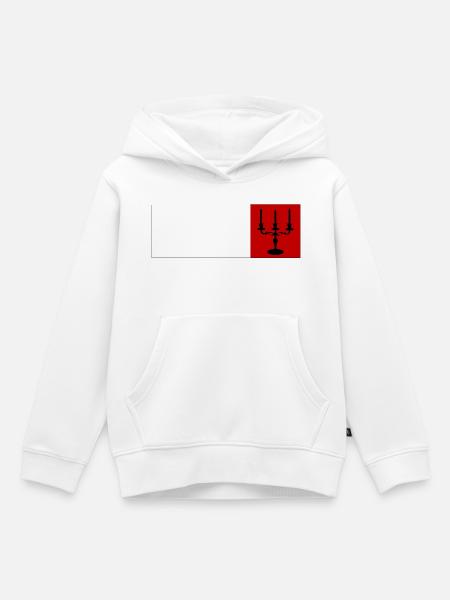Gotische Kandelaber-Silhouette – Rot-weißer Minim - Kinder Premium Organic Hoodie - Weiß