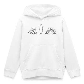Wave Surfboard Sun - Sweat Premium à capuche enfant bio - blanc - Devant - AI Model Kid Female (0cm)