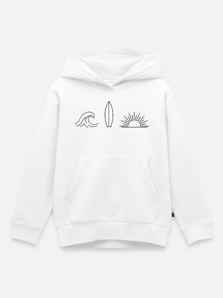 Welle Surfbrett Sonne - Kinder Premium Organic Hoodie - Weiß
