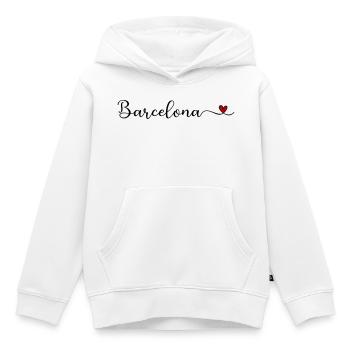 J’adore le Cadeau Cœur de Barcelone - Sweat Premium à capuche enfant bio - blanc - Devant - AI Model Kid Female (0cm)