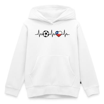 Chile Football Heartbeat Chile - Sweat Premium à capuche enfant bio - blanc - Devant - AI Model Kid Female (0cm)