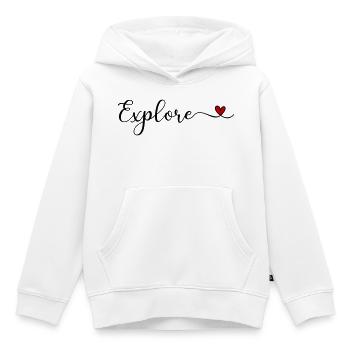 Explorez la typographie avec un cœur - Sweat Premium à capuche enfant bio - blanc - Devant - AI Model Kid Female (0cm)