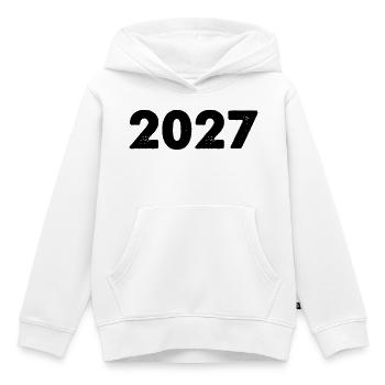 2027 - Kinder Premium Organic Hoodie - Weiß - Vorne - AI Model Kid Female (0cm)