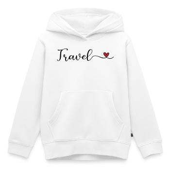 Design manuscrit mignon de voyage avec un accent en cœur - Sweat Premium à capuche enfant bio - blanc - Devant - AI Model Kid Female (0cm)