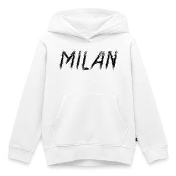 Mailand, Italien – Schwarze Grunge-Pinsel-Typografie - Kinder Premium Organic Hoodie - Weiß - Vorne - AI Model Kid Female (0cm)
