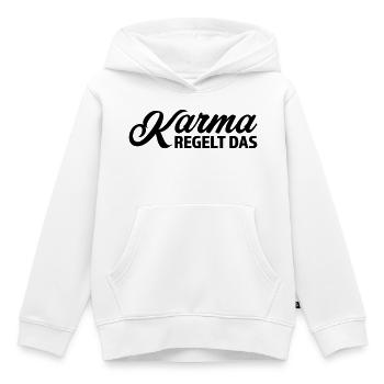 Karma regelt das Spruch T-Shirt - Kinder Premium Organic Hoodie - Weiß - Vorne - AI Model Kid Female (0cm)