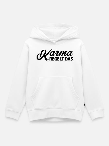 Karma regelt das Spruch T-Shirt - Kinder Premium Organic Hoodie - Weiß