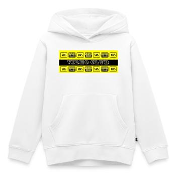 VIDEO-CLUB / VHS - V2000  - Sweat Premium à capuche enfant bio - blanc - Devant - AI Model Kid Female (0cm)