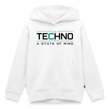 Techno - Un état d’esprit - Sweat Premium à capuche enfant bio - blanc - Devant - AI Model Kid Female (0cm)