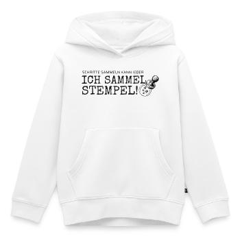 Schritte sammeln kann jeder – Ich sammel Stempel - Kinder Premium Organic Hoodie - Weiß - Vorne - AI Model Kid Female (0cm)