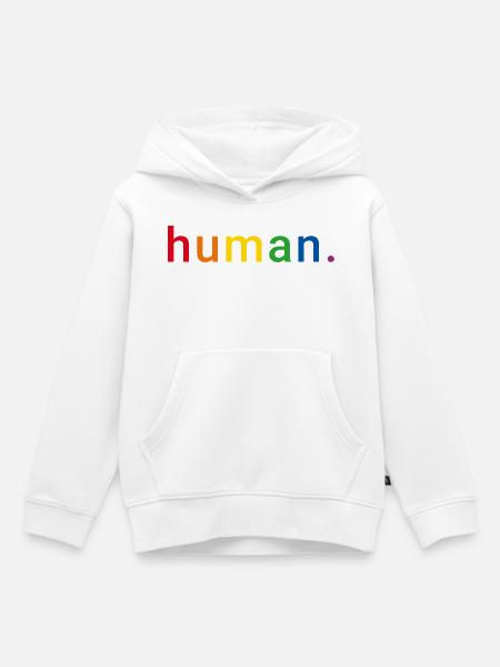 Human Regenbogen Menschenrechte LGBTQ  - Kinder Premium Organic Hoodie - Weiß