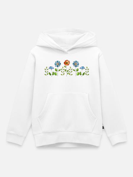 Blumen - Kinder Premium Organic Hoodie - Weiß