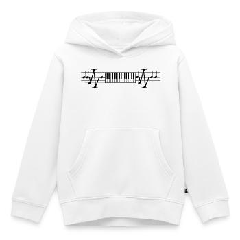 Partition ECG Piano Heartbeat pour pianiste - Sweat Premium à capuche enfant bio - blanc - Devant - AI Model Kid Female (0cm)