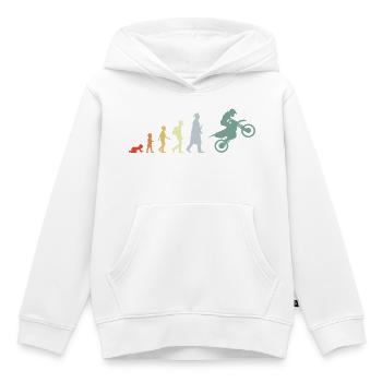 De l’enfant à l’évolution du pilote de motocross - Sweat Premium à capuche enfant bio - blanc - Devant - AI Model Kid Female (0cm)