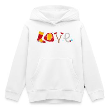 Fête d’anniversaire des enfants des pompiers - Sweat Premium à capuche enfant bio - blanc - Devant - AI Model Kid Female (0cm)