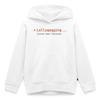 Codage d’ambiance - Lollygagging - Sweat Premium à capuche enfant bio - blanc - Devant - AI Model Kid Female (0cm)