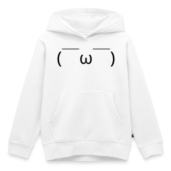 Sourire détendu avec un émoto ( ̄ω ̄) satisfait - Sweat Premium à capuche enfant bio - blanc - Devant - AI Model Kid Female (0cm)