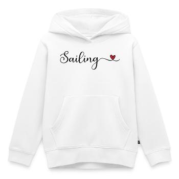 Cadeau de typographie Sailing Heart - Sweat Premium à capuche enfant bio - blanc - Devant - AI Model Kid Female (0cm)