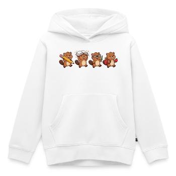 Quatuor Lernbiber - Sweat Premium à capuche enfant bio - blanc - Devant - AI Model Kid Female (0cm)