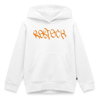 Rostock Graffiti Orange - Sweat Premium à capuche enfant bio - blanc - Devant - AI Model Kid Female (0cm)