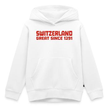 Suisse - Grande depuis 1291 - Schweiz - Schwiiz - Sweat Premium à capuche enfant bio - blanc - Devant - AI Model Kid Female (0cm)