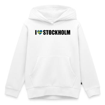 J’adore Stockholm, la Suède - Sweat Premium à capuche enfant bio - blanc - Devant - AI Model Kid Female (0cm)