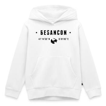 Besancon France Coordonnées Gps Globe - Sweat Premium à capuche enfant bio - blanc - Devant - AI Model Kid Female (0cm)